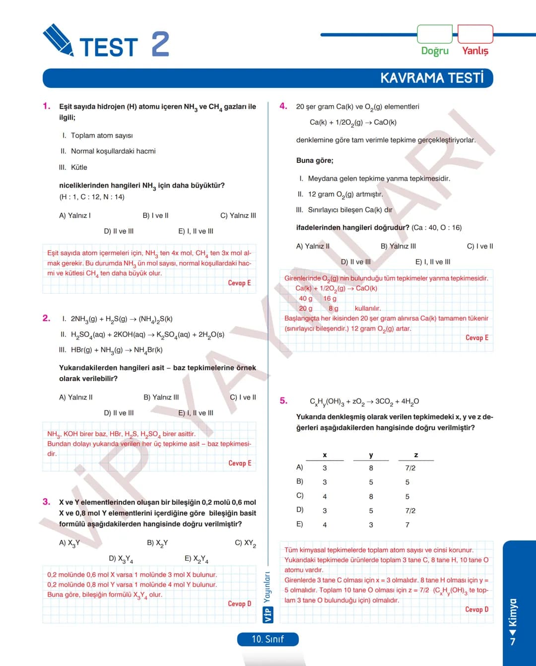 30
FASİKÜL
KİMYA
ANLATIM FASİKÜLÜ
Vمن
YAYINLARI
Etkinlikler
10
SINIF
Kavrama Testleri
Tarama Testleri
Çözümlü Örnek
Sorular
Maddeleştirilmiş