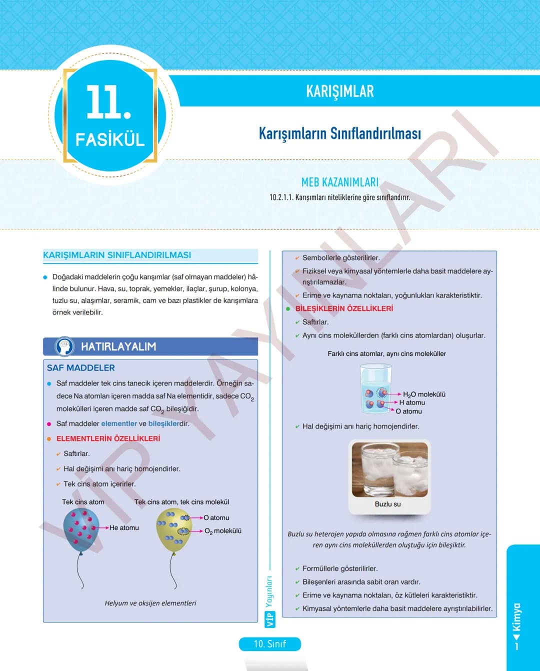30
FASİKÜL
KİMYA
ANLATIM FASİKÜLÜ
Vمن
YAYINLARI
Etkinlikler
10
SINIF
Kavrama Testleri
Tarama Testleri
Çözümlü Örnek
Sorular
Maddeleştirilmiş