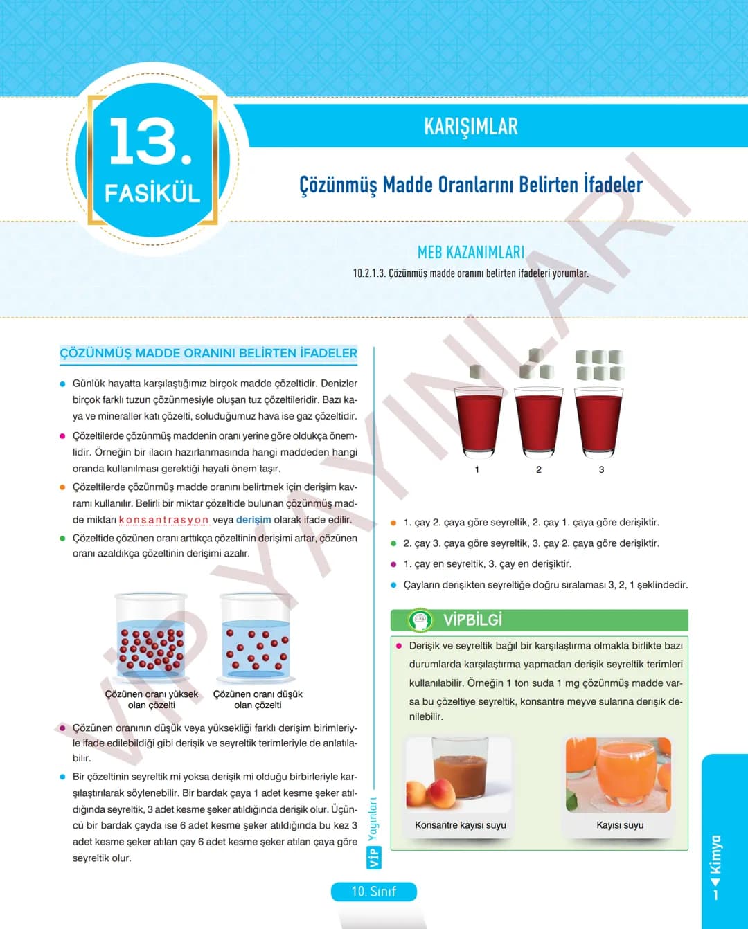 30
FASİKÜL
KİMYA
ANLATIM FASİKÜLÜ
Vمن
YAYINLARI
Etkinlikler
10
SINIF
Kavrama Testleri
Tarama Testleri
Çözümlü Örnek
Sorular
Maddeleştirilmiş