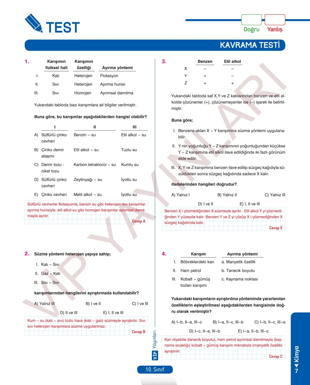 30
FASİKÜL
KİMYA
ANLATIM FASİKÜLÜ
Vمن
YAYINLARI
Etkinlikler
10
SINIF
Kavrama Testleri
Tarama Testleri
Çözümlü Örnek
Sorular
Maddeleştirilmiş