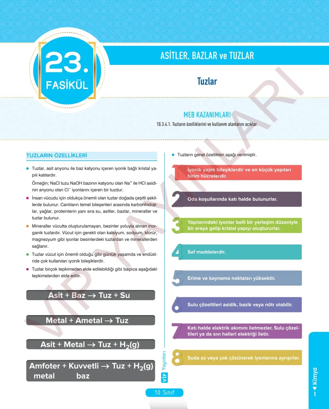 30
FASİKÜL
KİMYA
ANLATIM FASİKÜLÜ
Vمن
YAYINLARI
Etkinlikler
10
SINIF
Kavrama Testleri
Tarama Testleri
Çözümlü Örnek
Sorular
Maddeleştirilmiş