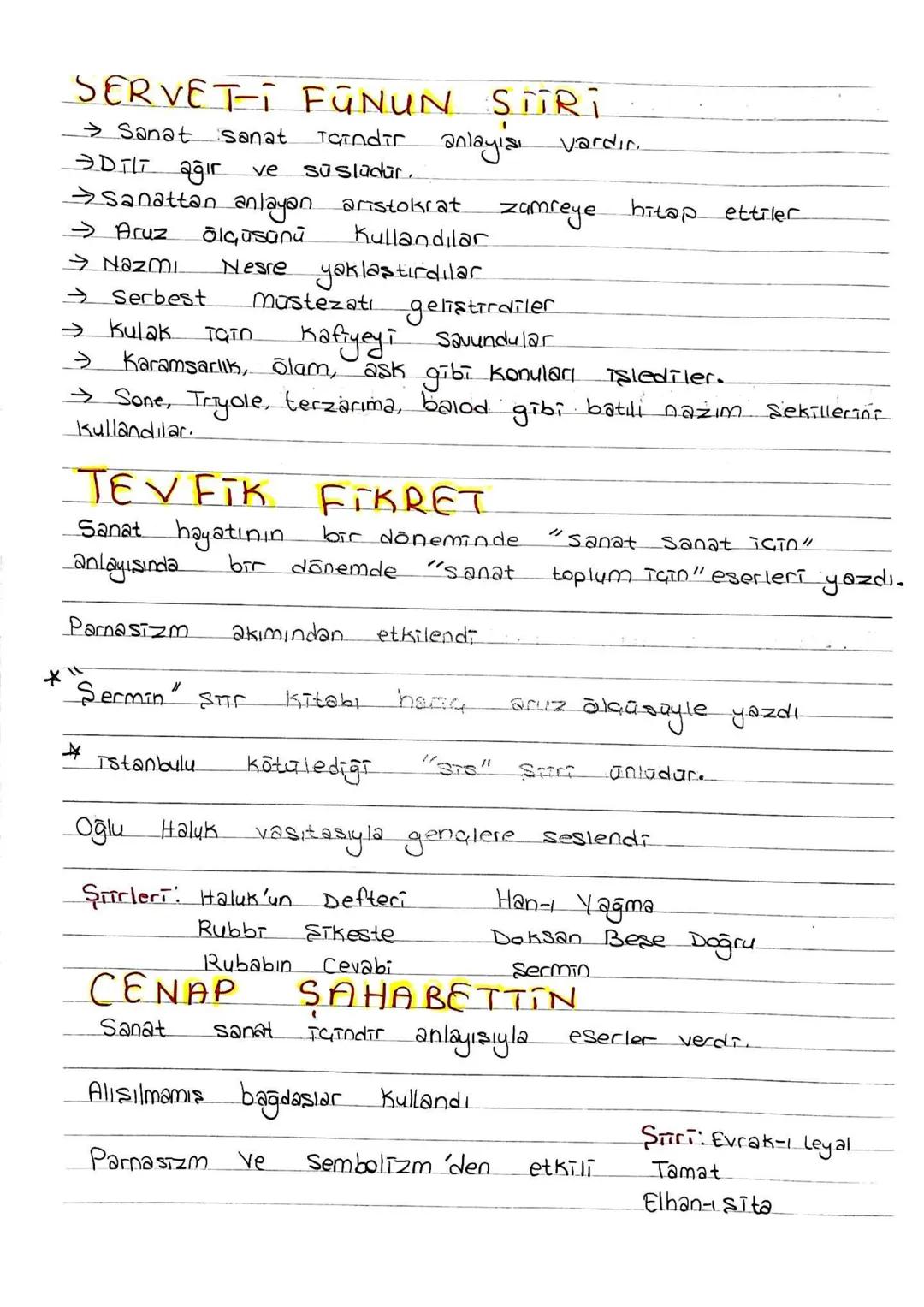 SERVETI FÛNUN STiRi
Sanat Tçindir anlayışı vardır.
→DTLT ağır ve suslūdur
> Sanat
→ Sanattan anlayan aristokrat
→ Aruz ōlçūsanū Kullandılar
