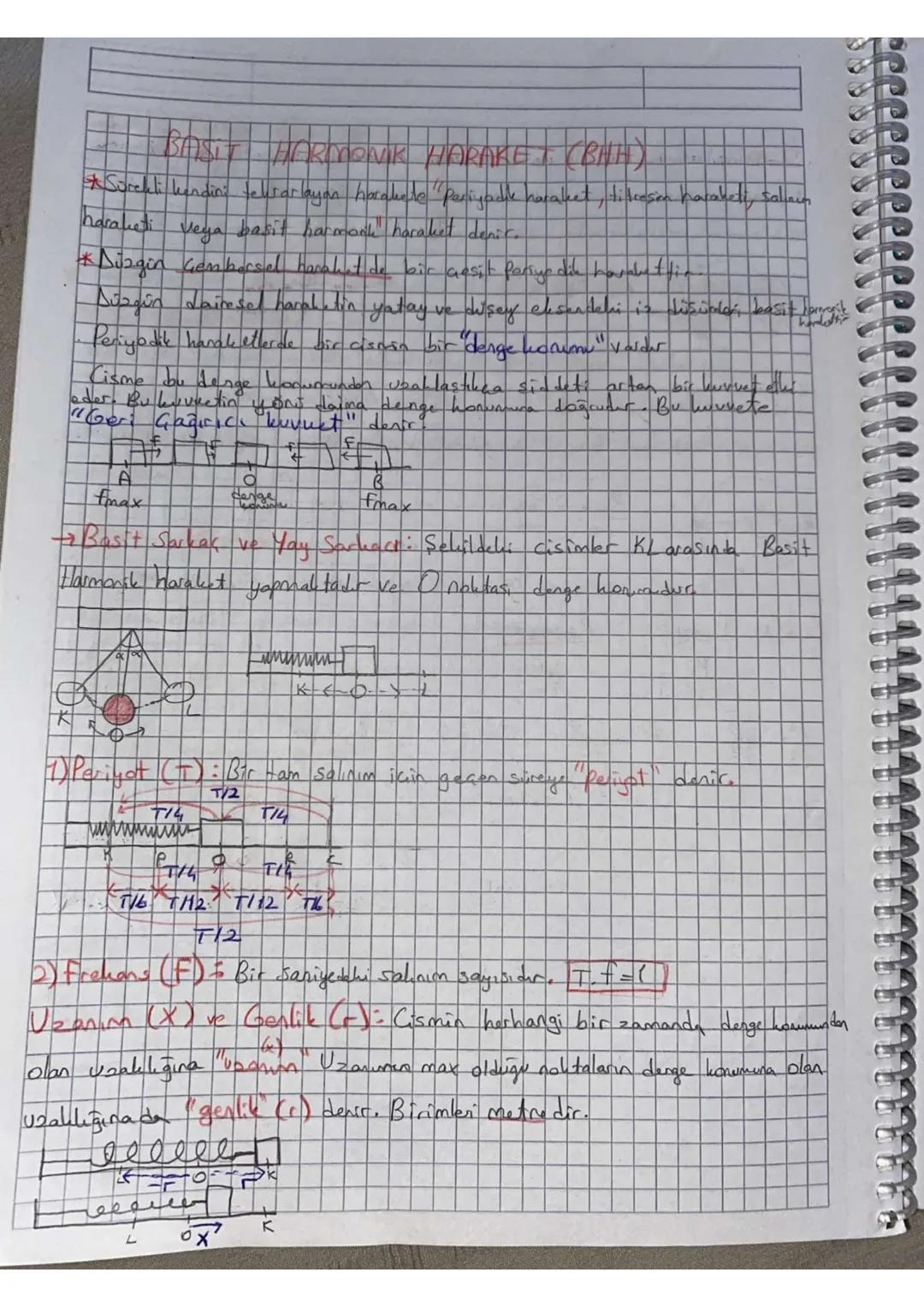 BAST
HARMONIK HARAKET (BHH
* Sürekli kending tekrarlayan harakete "Periyadik haraket, tikesion harakett, Sallan
haraketi veya basit harmork 