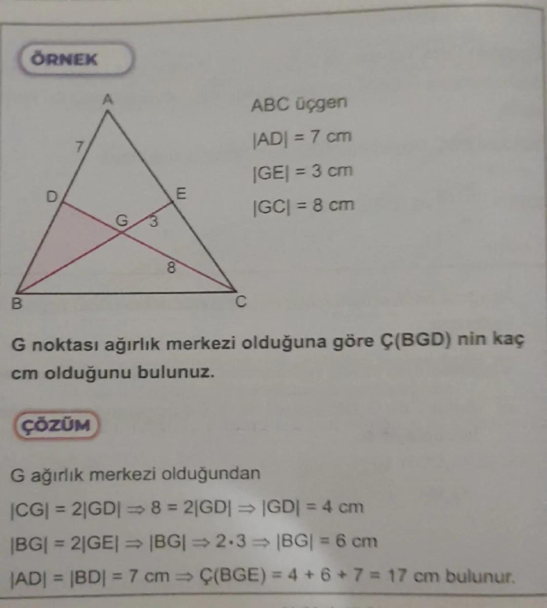 Süreç Çıktısı

Bir üçgenin kenarortayları üçgenin içinde bir noktada
kesişir. Bu nokta üçgenin ağırlık merkezidir.

A

2a

F
E

c
b

2b
2c

