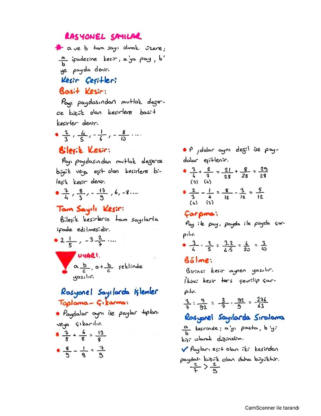 Rasyonel Sayılar ve Ondalıklı Sayılar: Konu Özeti