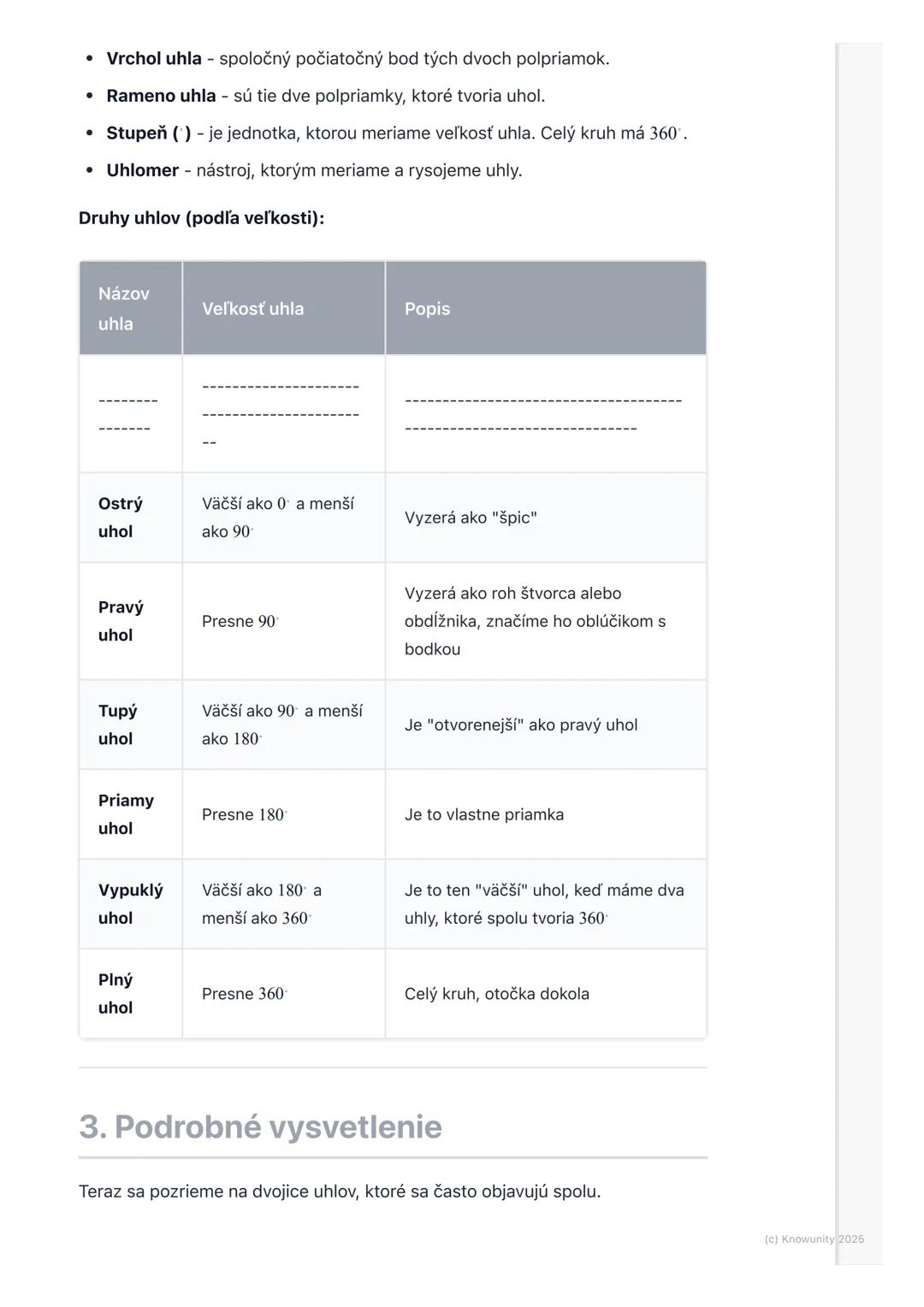 # Uhly

1. Prehľad uhlov

Ahojte! Dnes si zopakujeme uhly, ktoré sú super dôležité v geometrii.
Stretávame sa s nimi všade - keď staviame do
