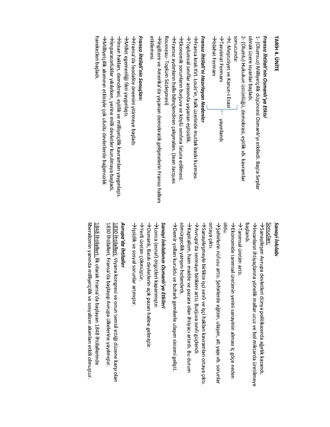 11. Sınıf Tarih 4. Ünite Özeti PDF 2024 - Fransız İhtilali ve Sanayi İnkılabı
