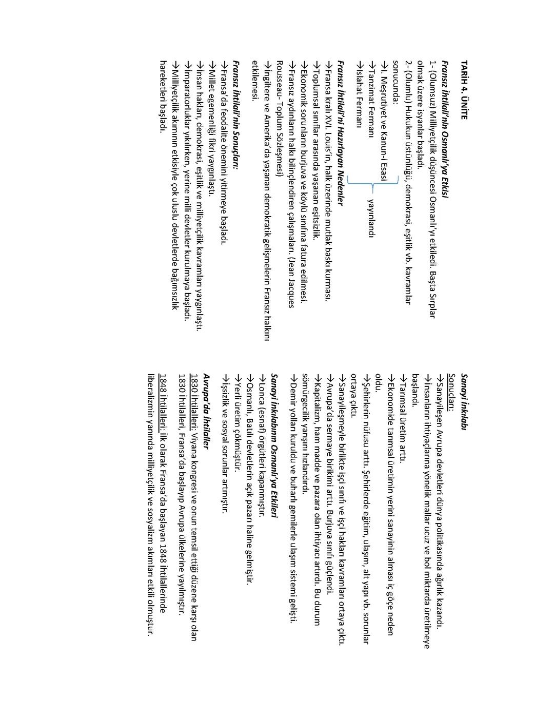 11. Sınıf Tarih 4. Ünite Özeti PDF 2024 - Fransız İhtilali ve Sanayi İnkılabı