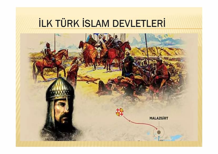 İLK TÜRK İSLAM DEVLETLERİ
MALAZGİRT TALAS SAVAŞI(751)
Orta Asya'ya doğru yayılmaya çalışan Çinliler, Orta
Asya'da fetih hareketlerinde bulun