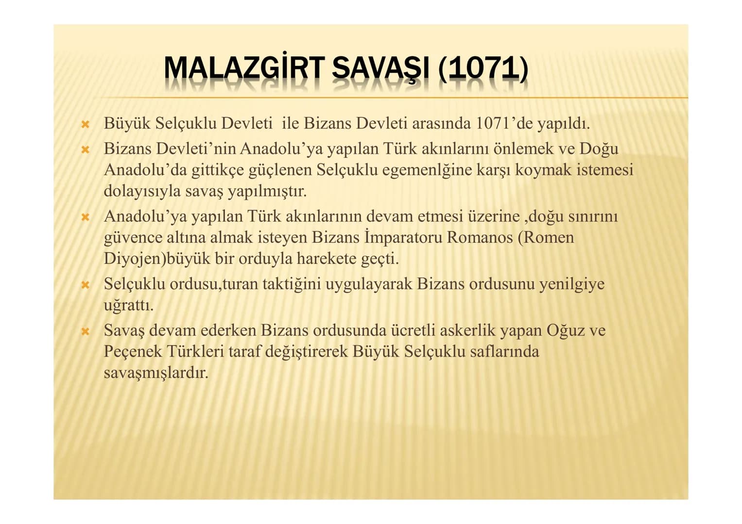 İLK TÜRK İSLAM DEVLETLERİ
MALAZGİRT TALAS SAVAŞI(751)
Orta Asya'ya doğru yayılmaya çalışan Çinliler, Orta
Asya'da fetih hareketlerinde bulun