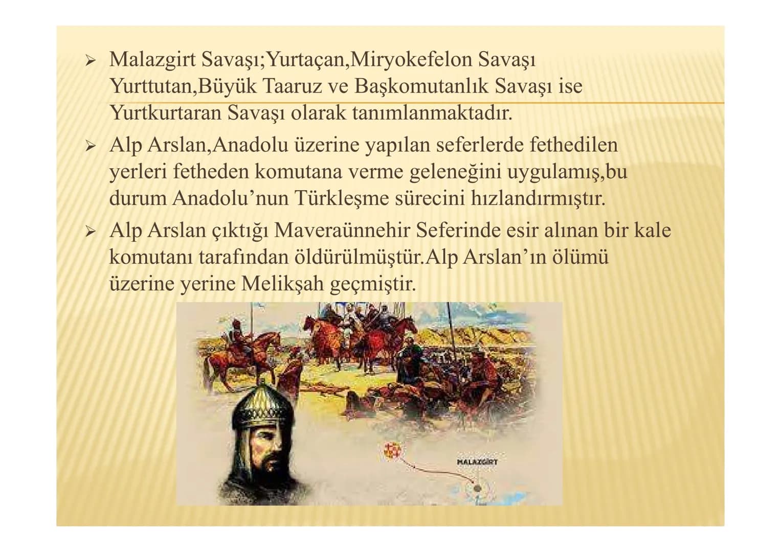 İLK TÜRK İSLAM DEVLETLERİ
MALAZGİRT TALAS SAVAŞI(751)
Orta Asya'ya doğru yayılmaya çalışan Çinliler, Orta
Asya'da fetih hareketlerinde bulun