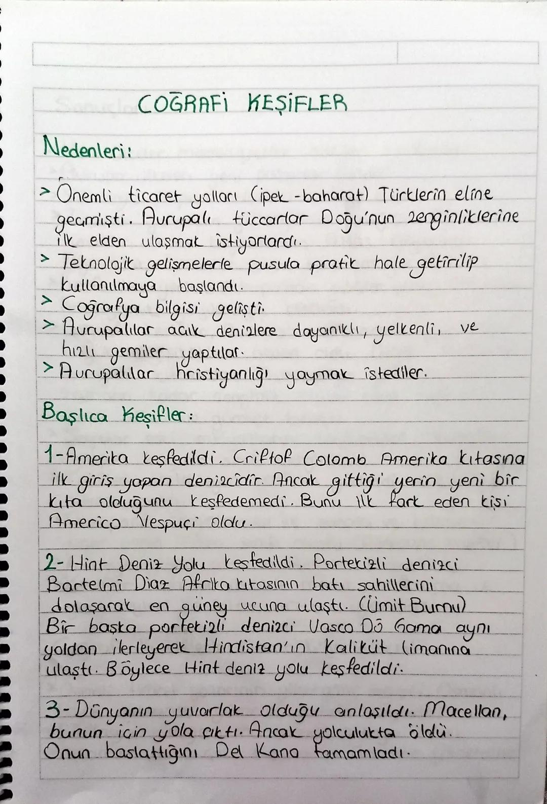 Coğrafi Keşifler Hakkında Bilgi Notu