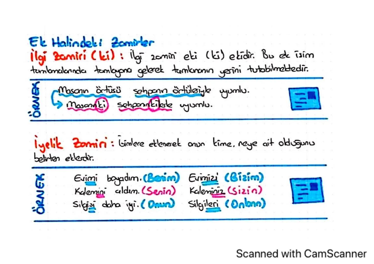 Zamirler (Adillar)
Ismin yerine kullanılan kelimelere denir.
Sözcük Halindeki Zamirler
Şahıs (Kişi) Zamiri: inson isminin yerini tutan kelim