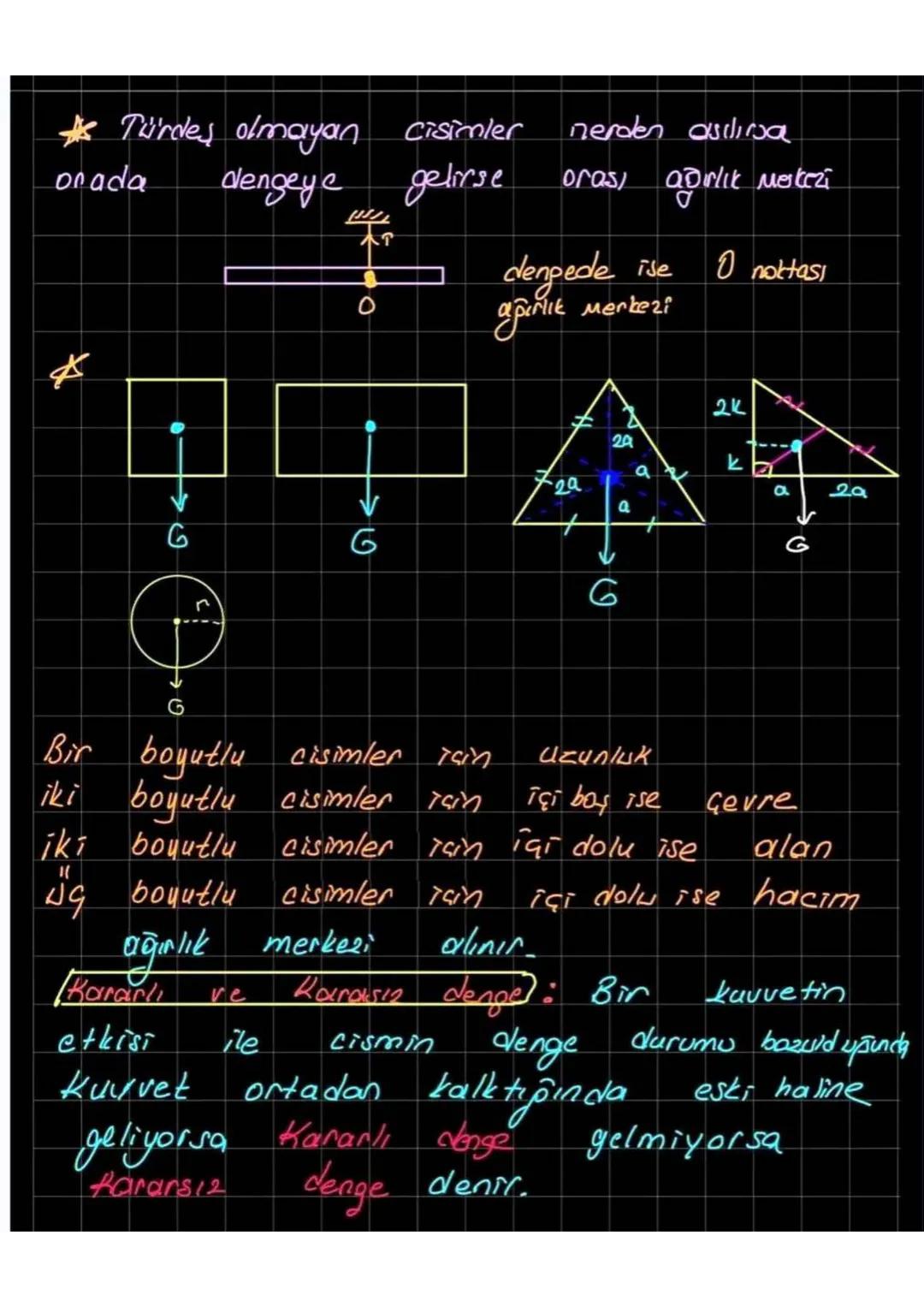 * Türdes olmayan Cisimler
orada
dengeye
///;
大
0
nerden asılırsa
gelirse
orası ağırlık Merkezi
O noktası
dengede ise
ağırlık Merkezi
D
G
r
G