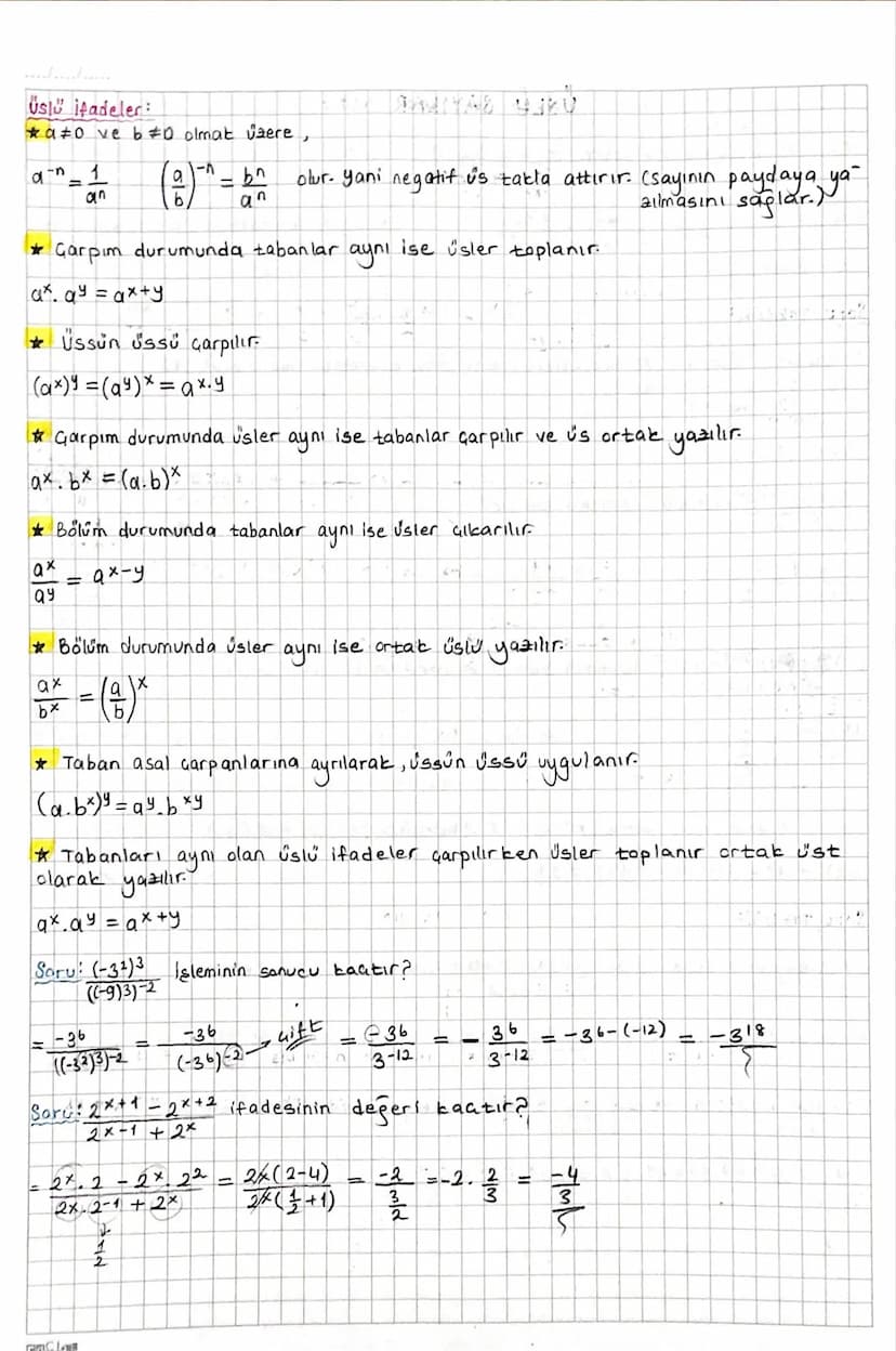 ÜSLÜ SAYILAR
aER-Love nEN olmak üzere, an = a. a.... a,
* 9° = 1
a₁ =a
*(-1)2=1
(-1)20-1=-1
n tane
*a pozitif gerçek, n bir tam.
sayı
ise,
(