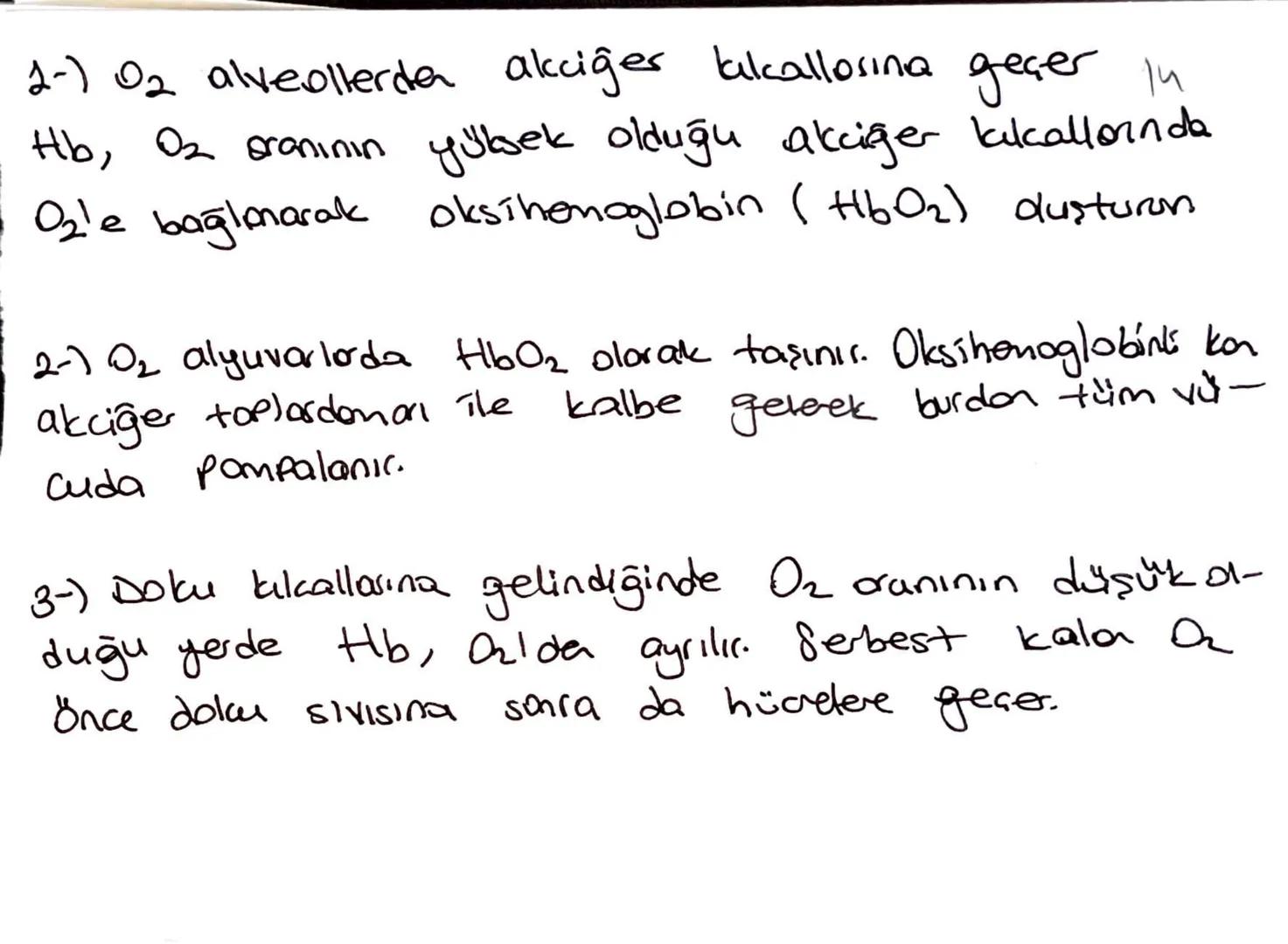 Oksijenin kasmi basınanın yüksek olduğu yetude
akciğer alveol kulallarında Hb molekülü a bağlar
O₂ basıncının düştüğü yerde doku kulallarınd