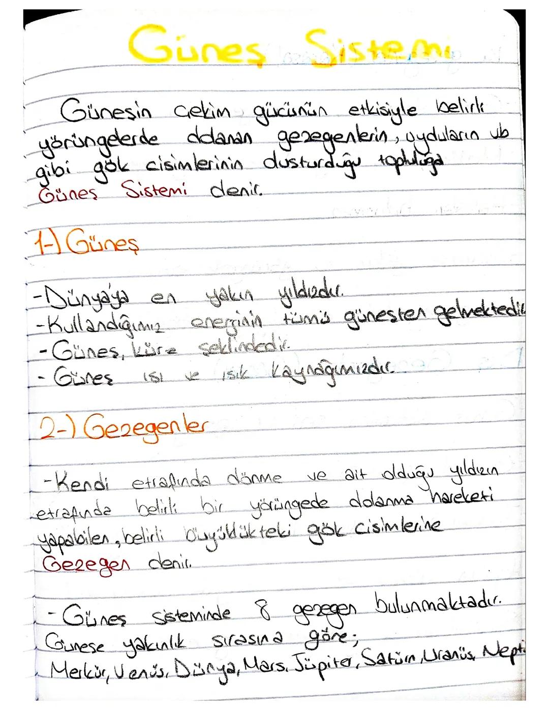 güneş sistemi 6.sinif