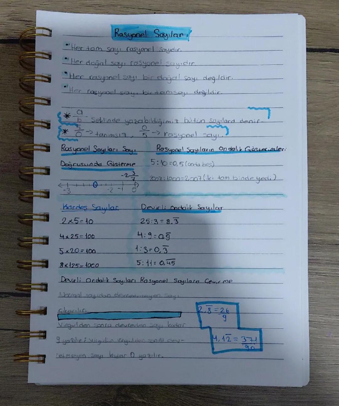 # Rasyonel Sayılar

*"Her tam sayı rasyonel sayıdır.
Her dağal sayı rasyonel sayıdır.
Her rasyonel sayı bir doğal sayı değildir.
"Her rasyon