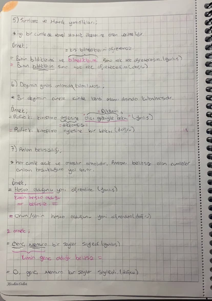 --- OCR Start ---
•Türkcie konu
*Anlatım Bozuklukları;
1) Gereksiz sozak kullanılması;
* Sözcük içinde aynı anlam do iki tore kelime voršo b
