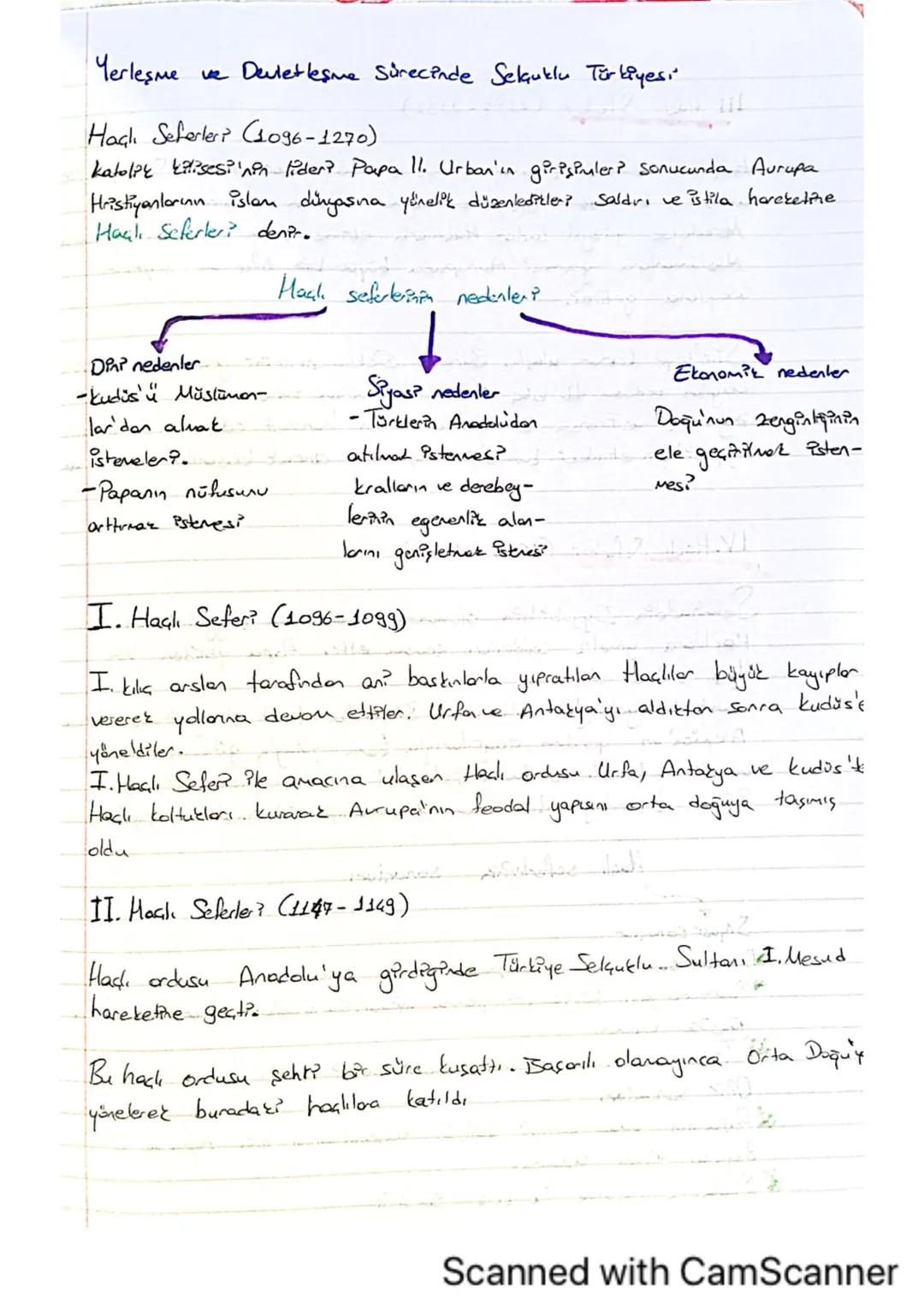 Yerleşme
ve Devletleşme Sürecinde Selçuklu Türkiyesi
Haal Seferleri (1096-1270)
katolik kilisesi'nin lider? Papa 11. Urban'ın girişimler? So