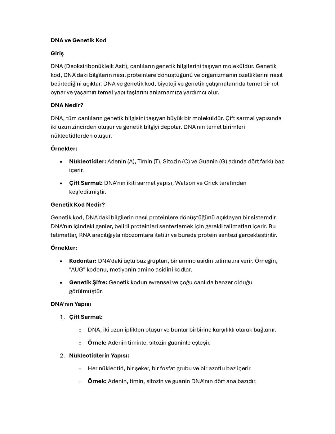 DNA ve Genetik Kod konu anlatimi