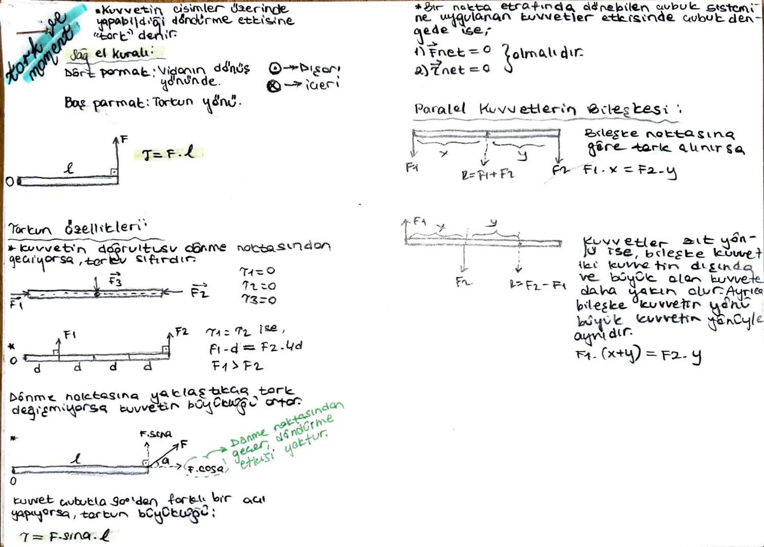 10
ve
ment
Sag
Kuvvetin cisimler üzerinde
yapabildiği döndürme etkisine
"tork" denir.
el kurali
Dart pormal: Vidanın donús
yönünde.
Bas parm