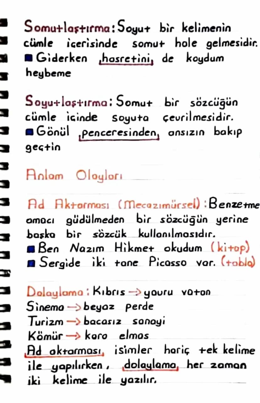 ← SÖZCÜKTE ANLAM
Gercek Anlam: Sözcüğün aklımıza ge-
len ilk anlamıdır.
Yon Anlam: Sözcüğün cümle içerisinde
gerçek anlamından
dığı yeni anl