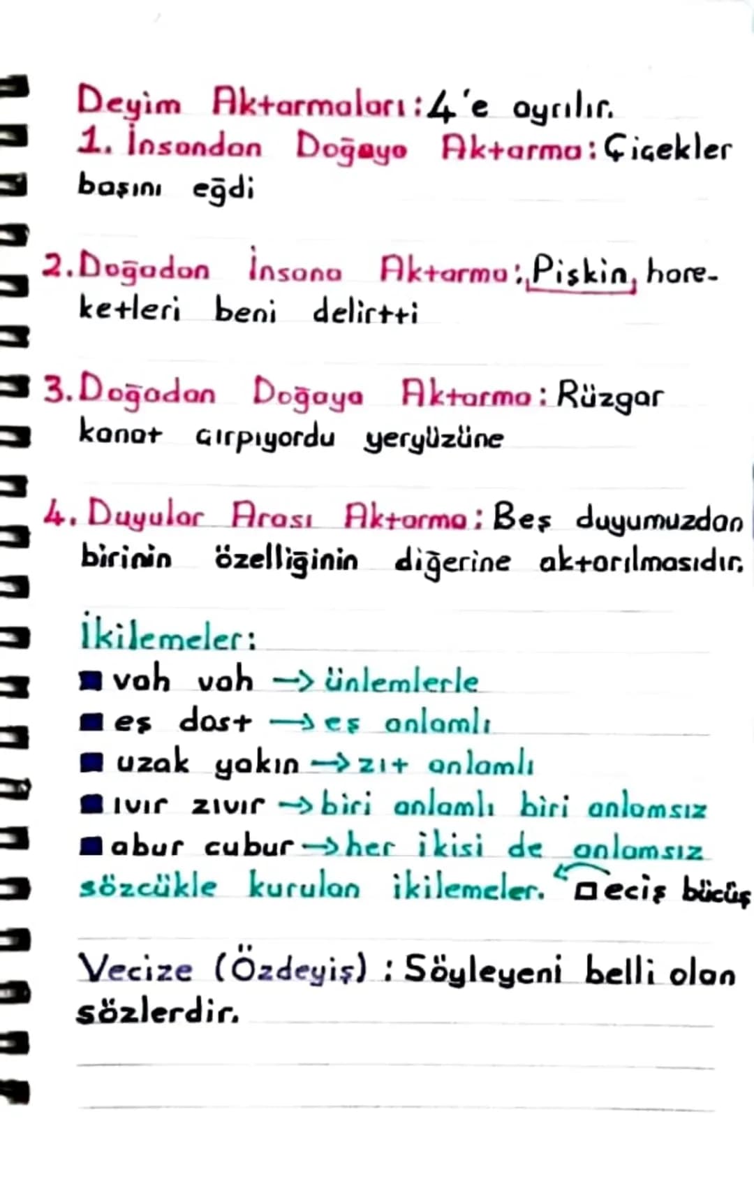 ← SÖZCÜKTE ANLAM
Gercek Anlam: Sözcüğün aklımıza ge-
len ilk anlamıdır.
Yon Anlam: Sözcüğün cümle içerisinde
gerçek anlamından
dığı yeni anl