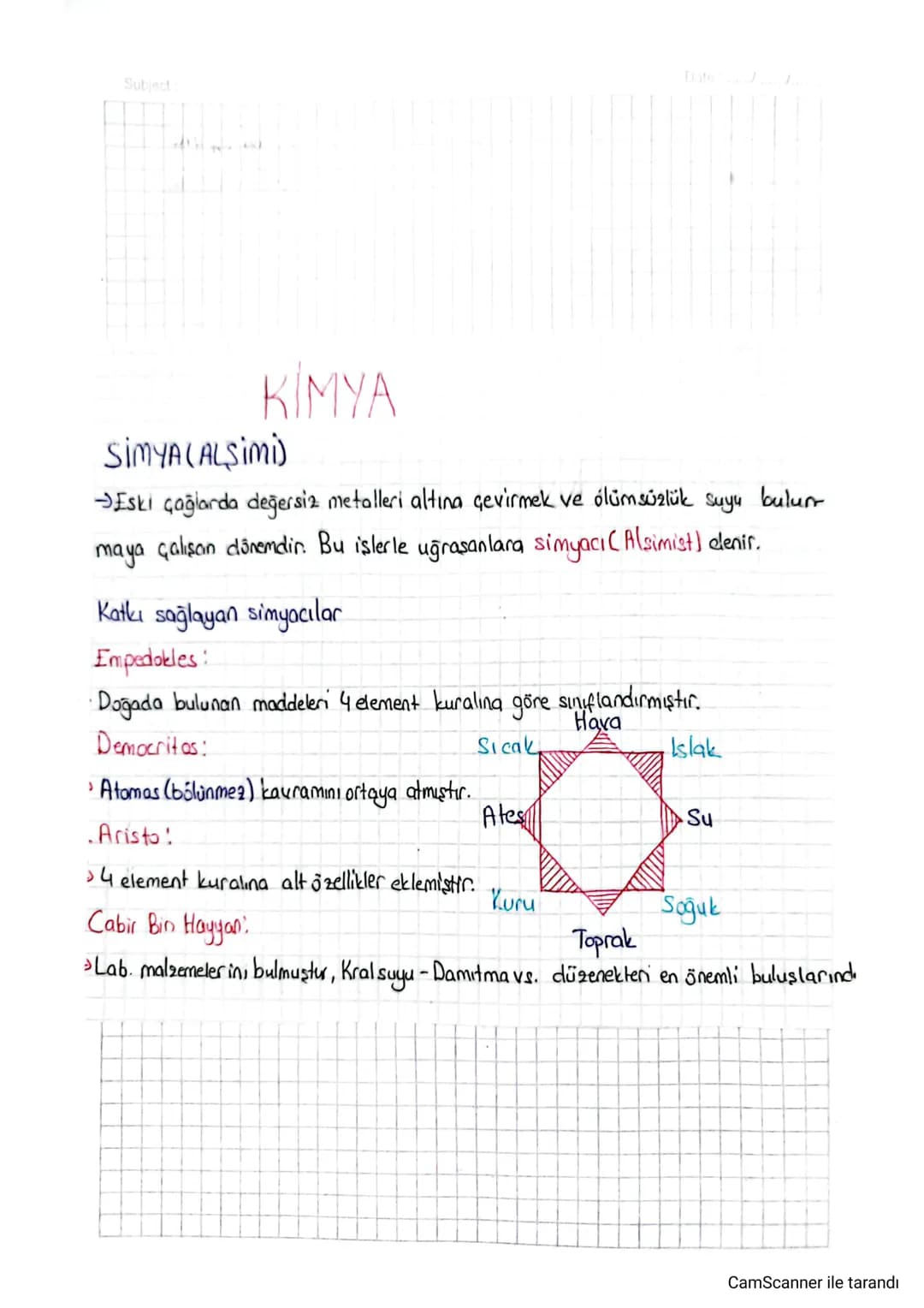 Subject:
1.
KİMYA
SİMYA (ALSimi)
Eski çağlarda değersiz metalleri altına çevirmek ve ölümsüzlük suyu bulur
maya çalışan dönemdir. Bu işlerle