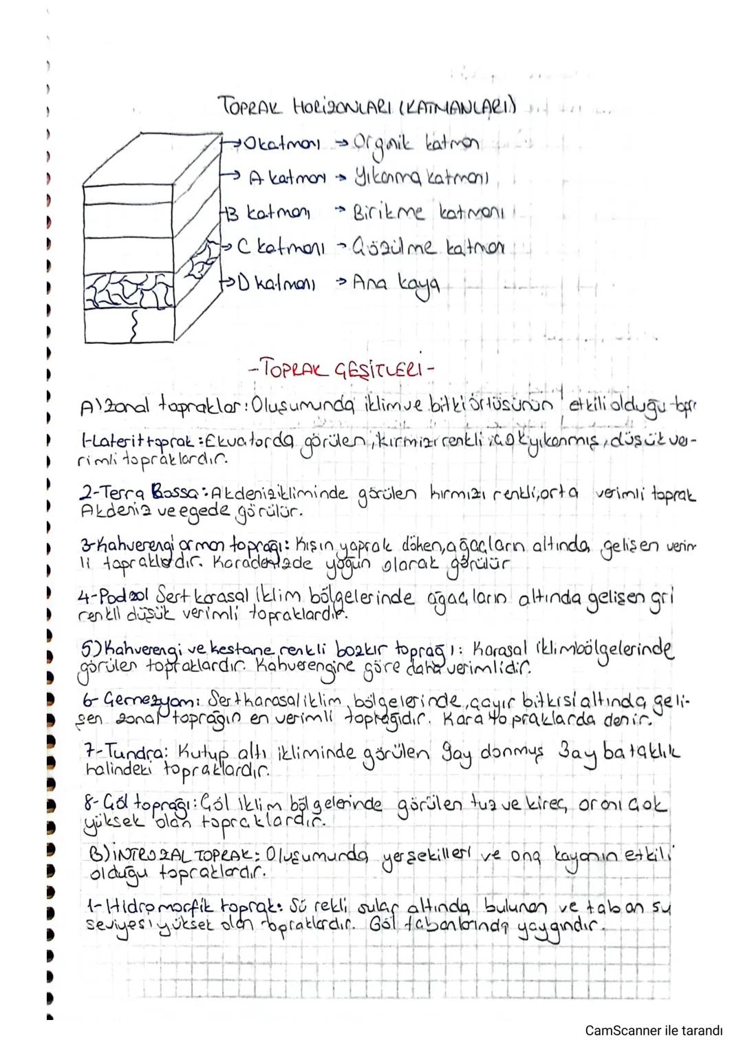 TOPRAK HORIZONLARI (KATMANLARI)
Pokatmanı - Organik katmon
→ A katman
Yıkama katmanl
43 katman, Birikme katimoni
→ C ketmoni - Qözülme katme