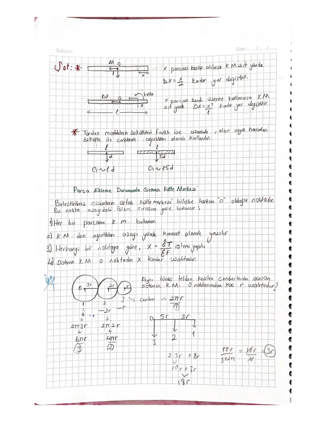 Subject
Date ..................
Ağırlık (G): Bir cismin
N kg W/kg (m/s)
# KÜTLE VE AĞIRLIK MERKEZI #
Kütte (m): Degismagen madde miktarı. Es