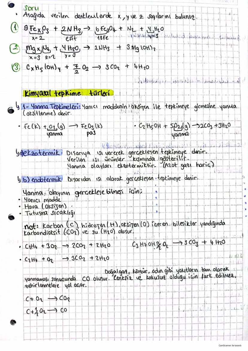 •
kimyasal tepkimeler
Kimyasal tepkime bir veya daha fazla maddenin yeni maddelere dönüşmesidir.
Kimyasal bir tepkimenin gerçekleştiğini; re
