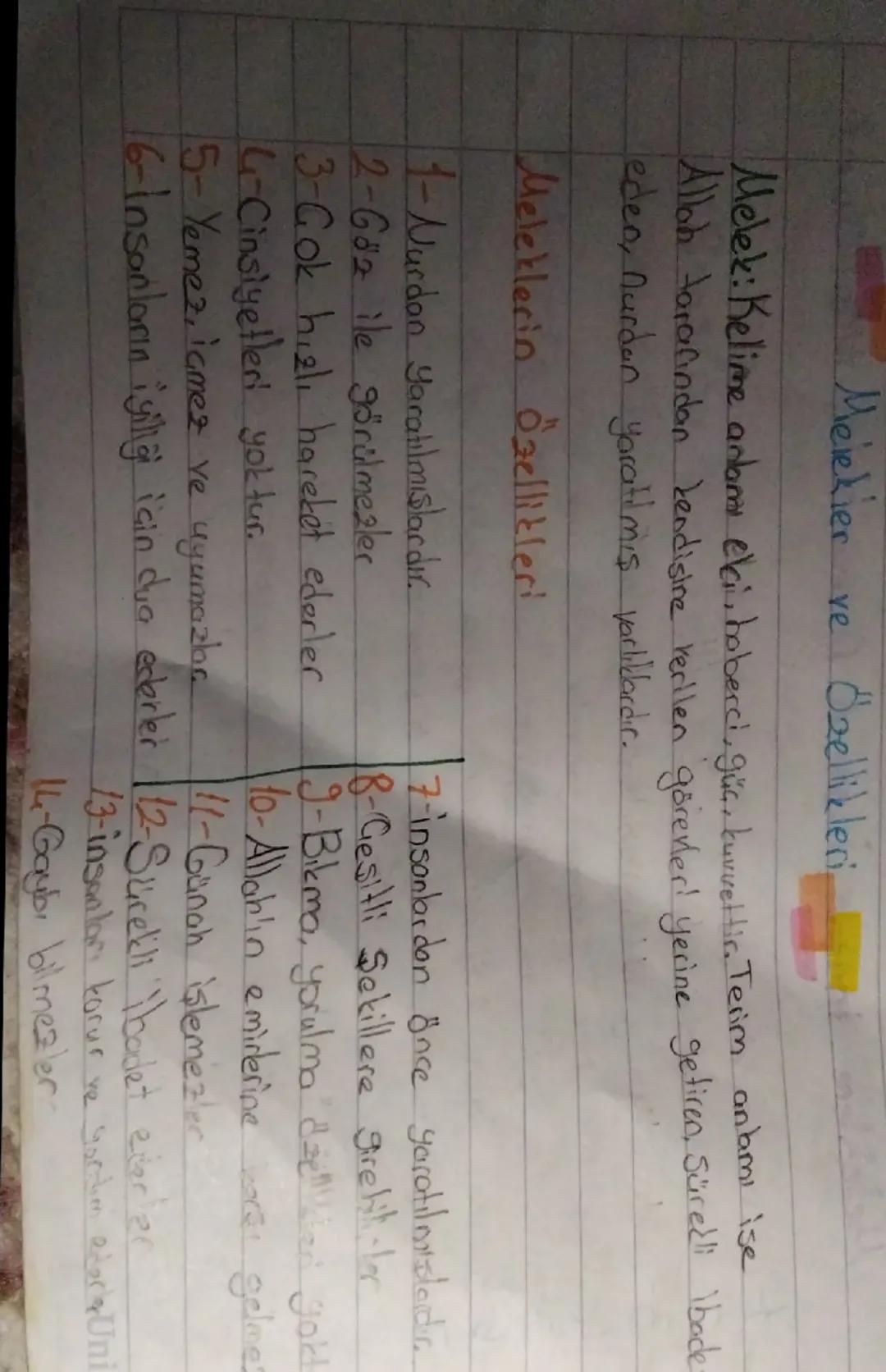 # 1. Ünite  Melek ve Ahiret inancı
Görülen ve Görülmeyen Varlıklar

Âlem: Yaratılmış olan tüm Varlıklara denir. Âlemi yaratan tek bir güç. V