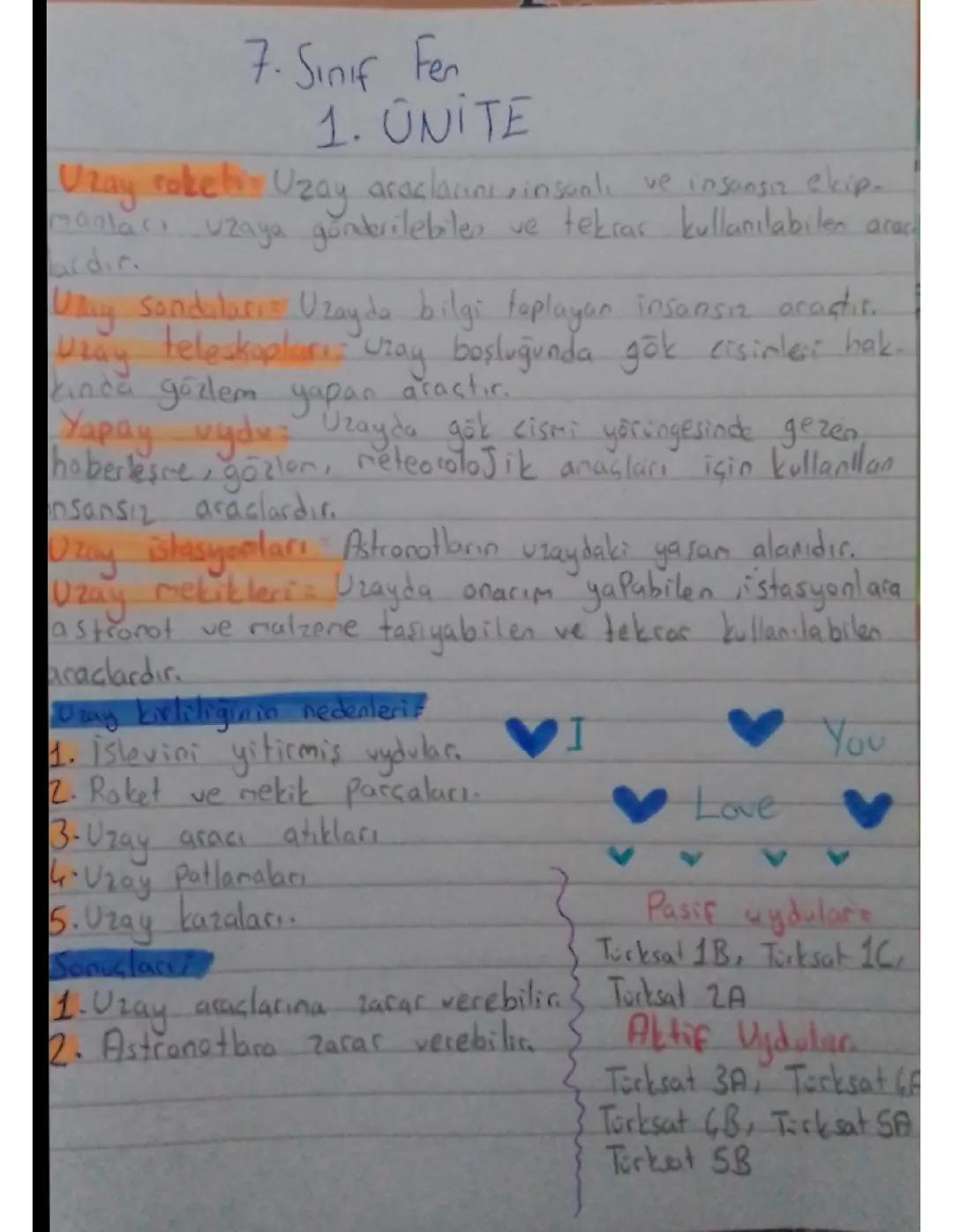 7. Sınıf Fen 1. Ünite Notları ve Yazılı Hazırlık
