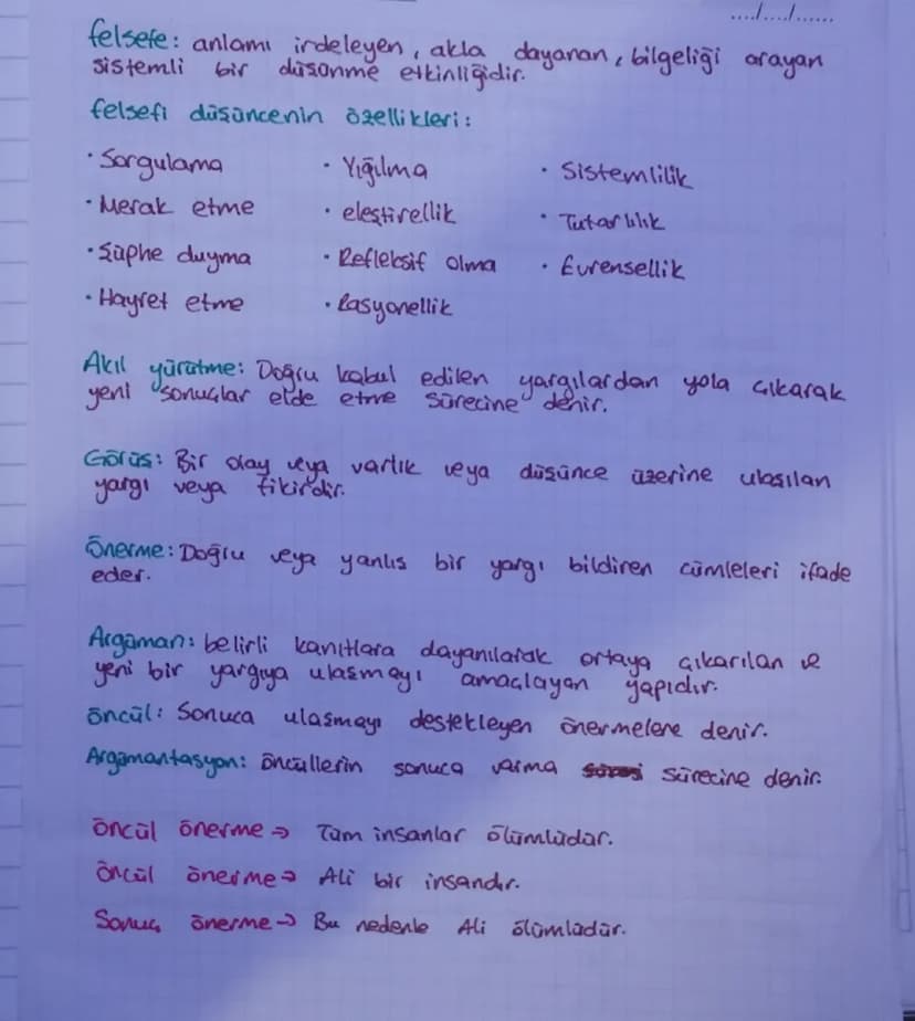 ..............
felsefe: anlamı irdeleyen, akla dayanan, bilgeliği arayan
dusanme etkinliğidir.
sistemli
bir
felsefi düşüncenin özellikleri:
