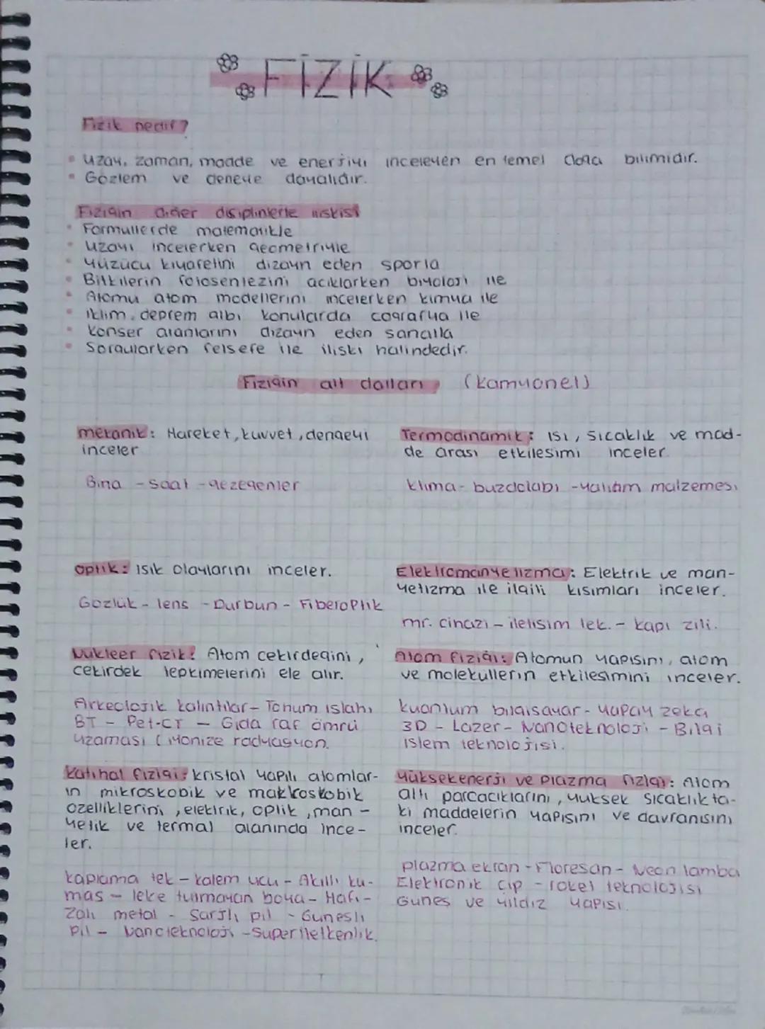 9. Sınıf Fizik 1. Ünite Notları