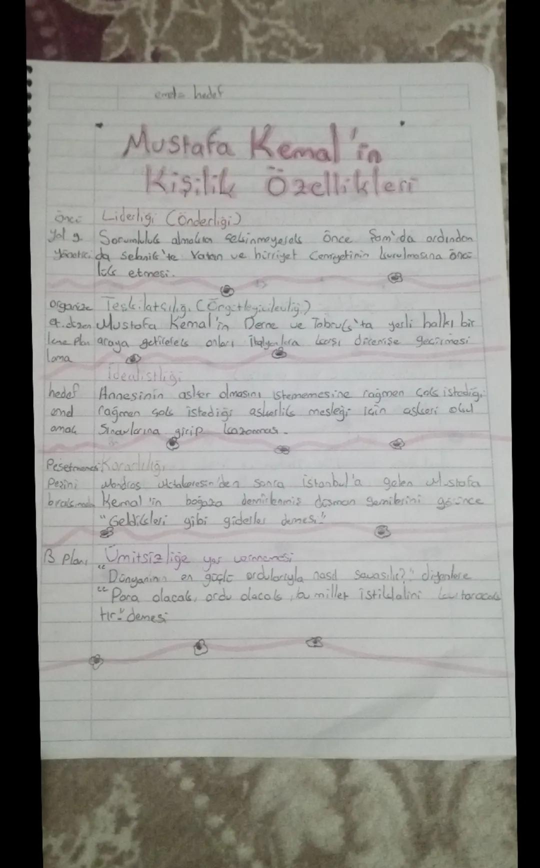 Mustafa kemal atatürk ün kişilik özellikleri