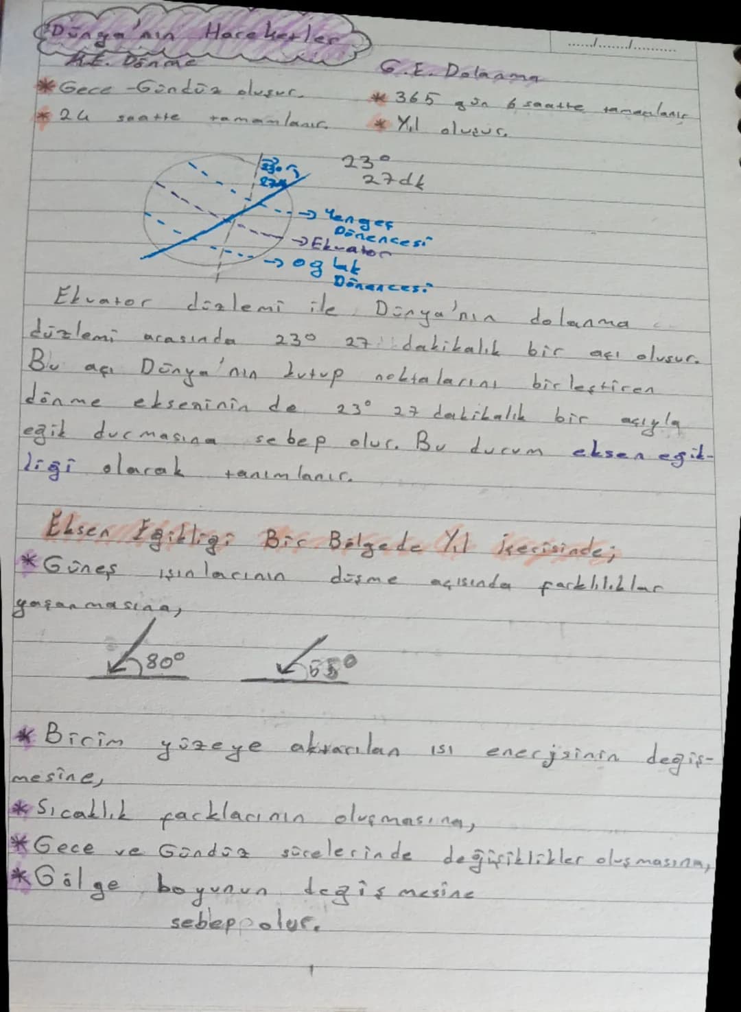 Fen Bilimleri 8.Sınıf /EKSEN EĞİKLİĞİ-MEVSİMLERİN OLUŞUMU