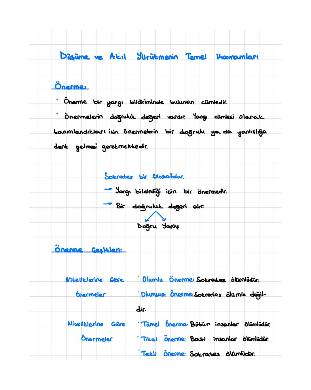 Düşüme ve Akıl
Yürütmenin Temel Kamamları
Önerme:
Önemme bir
bildiriminde bulunan cümledir.
yargi
.
Önermelerin doğruluk değeri vardır. Yang