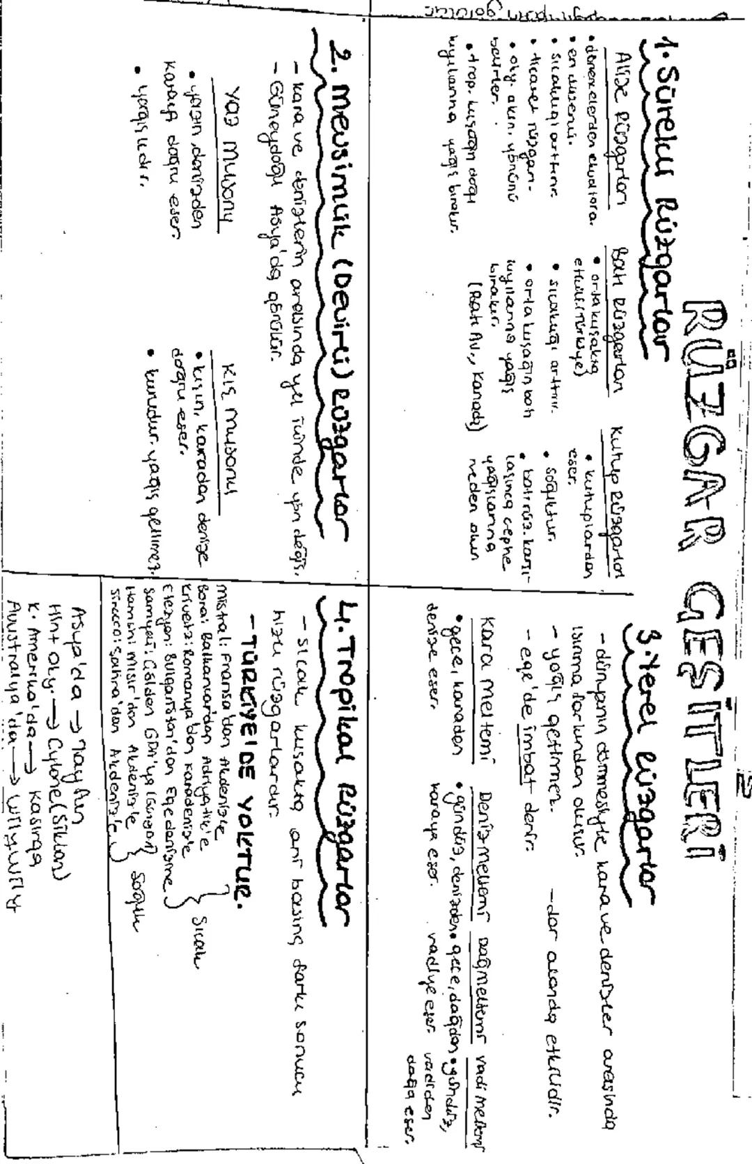 RÜZGAR ÇEŞİTLERİ
1. Sürekli Rüzgarlar
Alide Rüzgarları
• dorexelerden chudtora.
en duseni.
• sicakligi artting.
• ticaret nirgan.
• oly. akı