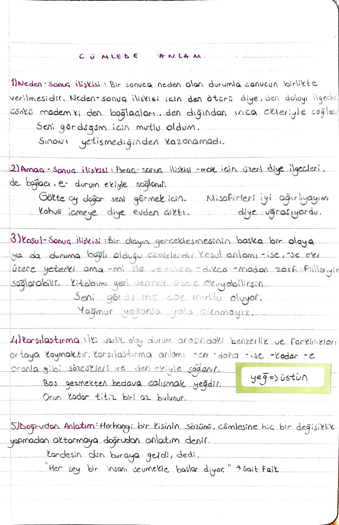 SÖZCÜKTE
ANLAM
-diği için neden - Sonuç
-mak için amaa-sonve
1)Gerçek (Temel Anlam :
Evin perdelerini değiştirdim.
2) Mecaz Anlam (Degismece