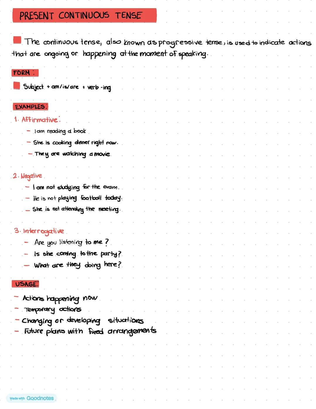 Present continuous tense