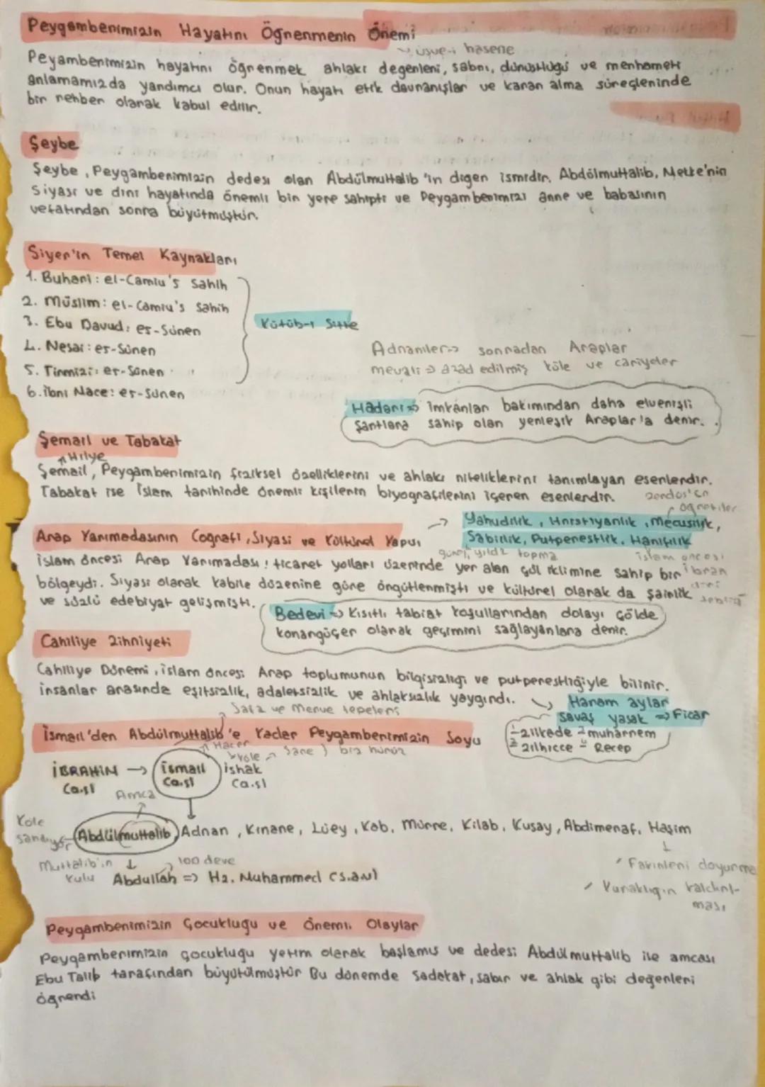10. Sınıf Siyer 1. Dönem Yazılı Notları (2024-2025)