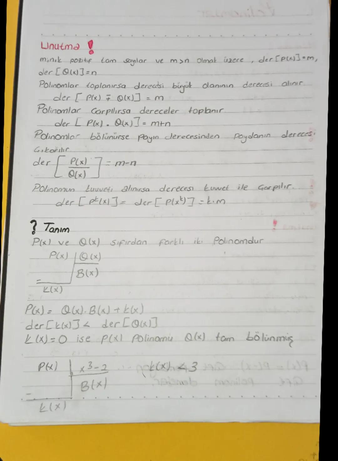 Polinomuar
Polinomlar i
P(x) = 13x3 - 4x² + 2x + 11
katsayıları = 13, -2, +2, +11
der [P(X)] = 3
Baş katsayı = 13
Sabit terim = 11
Bir ipide