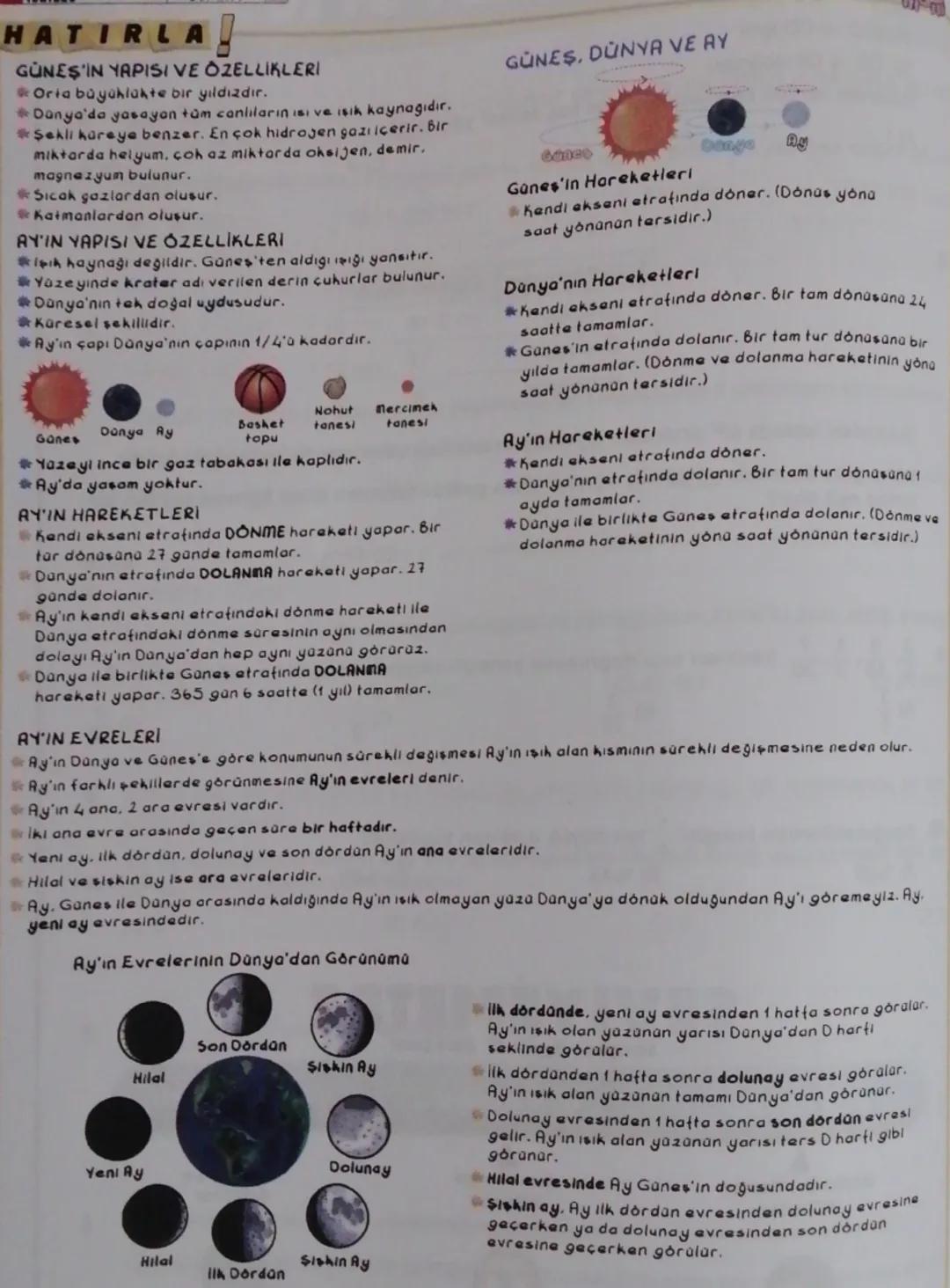 5. Sınıf Fen Bilimleri: Gökyüzündeki Komşularımız ve Biz Konu Özeti