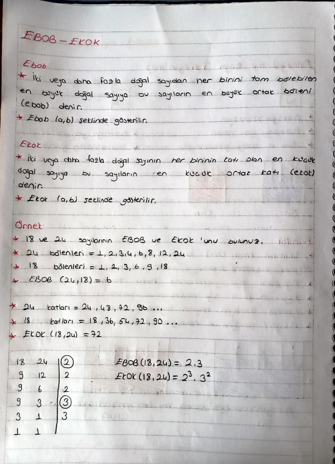 EBOB EKOK
Ebob
* İki
en
veya
büyük doğal Sayıya
daha fazla doğal sayıdan her birini
ortak
tam bolebilen
bolen
bu sayıların
en buyuk
(ebob) d