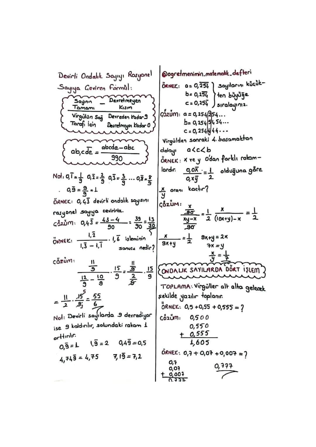 Devirli Ondalık Sayıyı Rasyonel @ogretmenimin_matematik.defteri
Sayiya Geviren Formül:
-
Sayının Devretmeyen
Tamamı
Kısım
Virgülün Sağ Devre