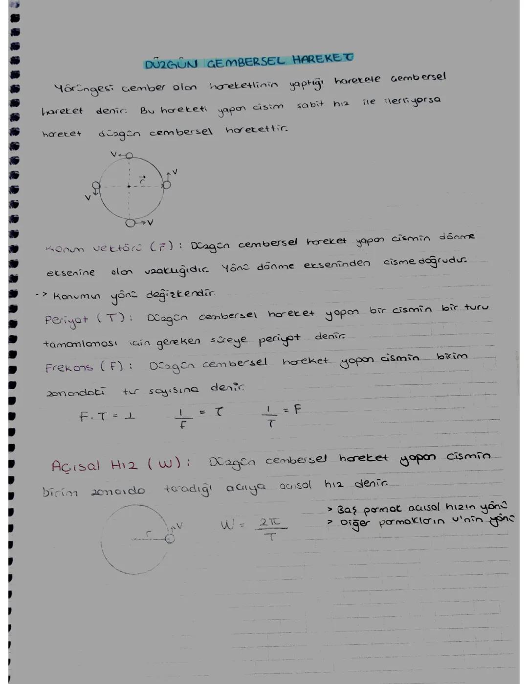 12. Sınıf Fizikte Düzgün Çembersel Hareket: Konu Anlatımı ve Formüller PDF