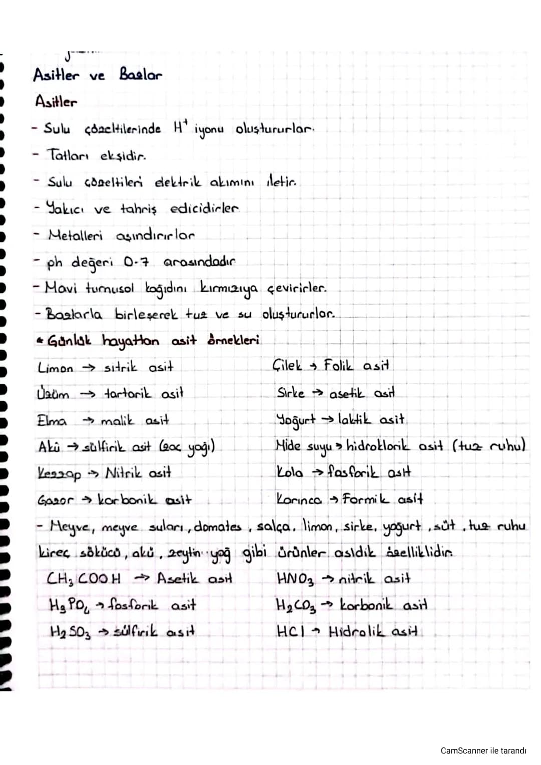 Asitler ve Barlar
Asitler
- Sulu çözeltilerinde H+ iyonu oluştururlar.
-
- Tatları ekşidir.
Sulu Göneltileri elektrik akımını iletic..
Yakıc