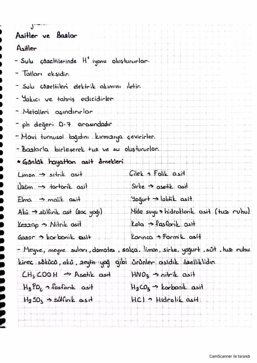 Asitler ve Barlar
Asitler
- Sulu çözeltilerinde H+ iyonu oluştururlar.
-
- Tatları ekşidir.
Sulu Göneltileri elektrik akımını iletic..
Yakıc